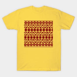 Brown and yellow colour floral geometric pattern T-Shirt